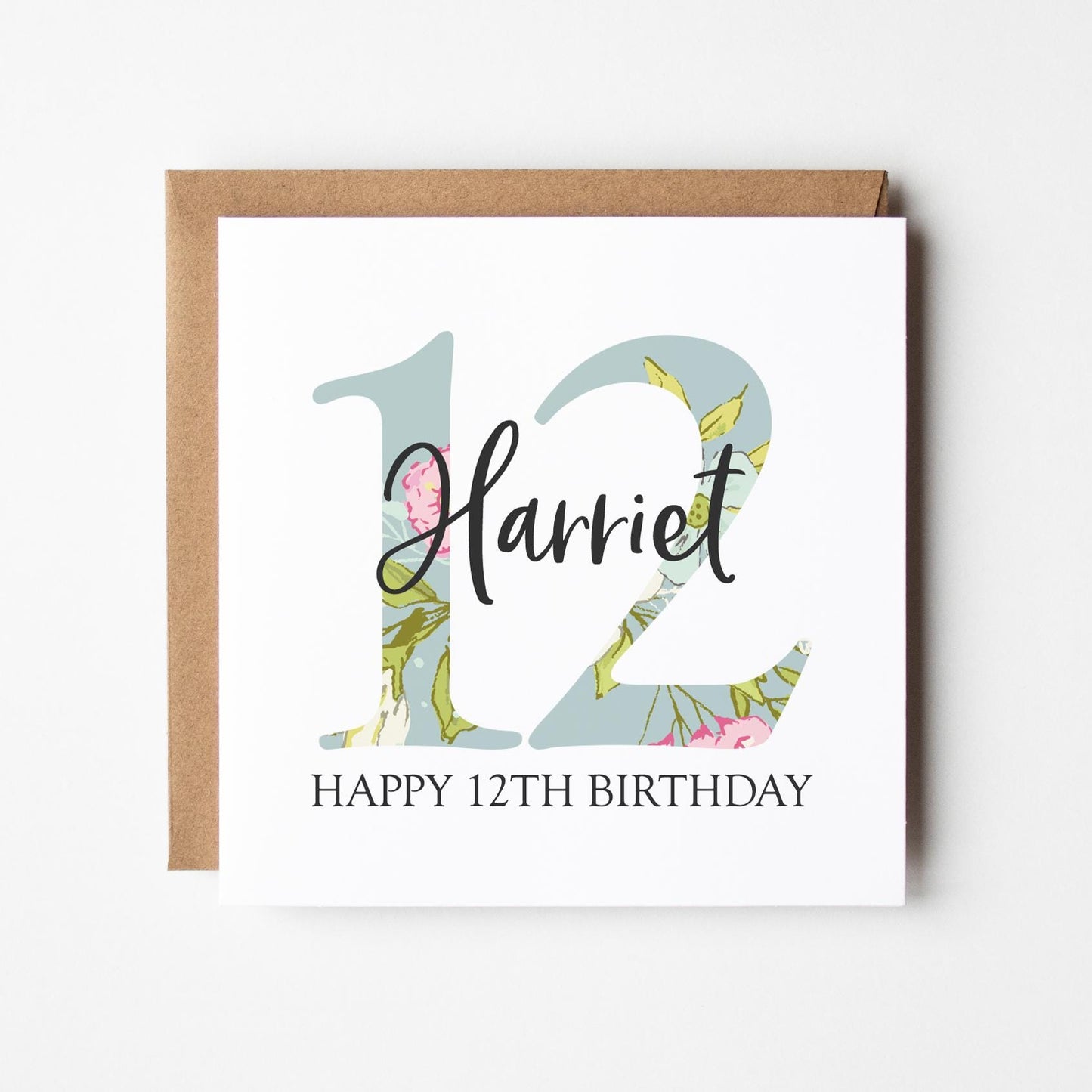 Personalised 12th Birthday Card • Birthday Number Card • Girl&#39;s Birthday Card •