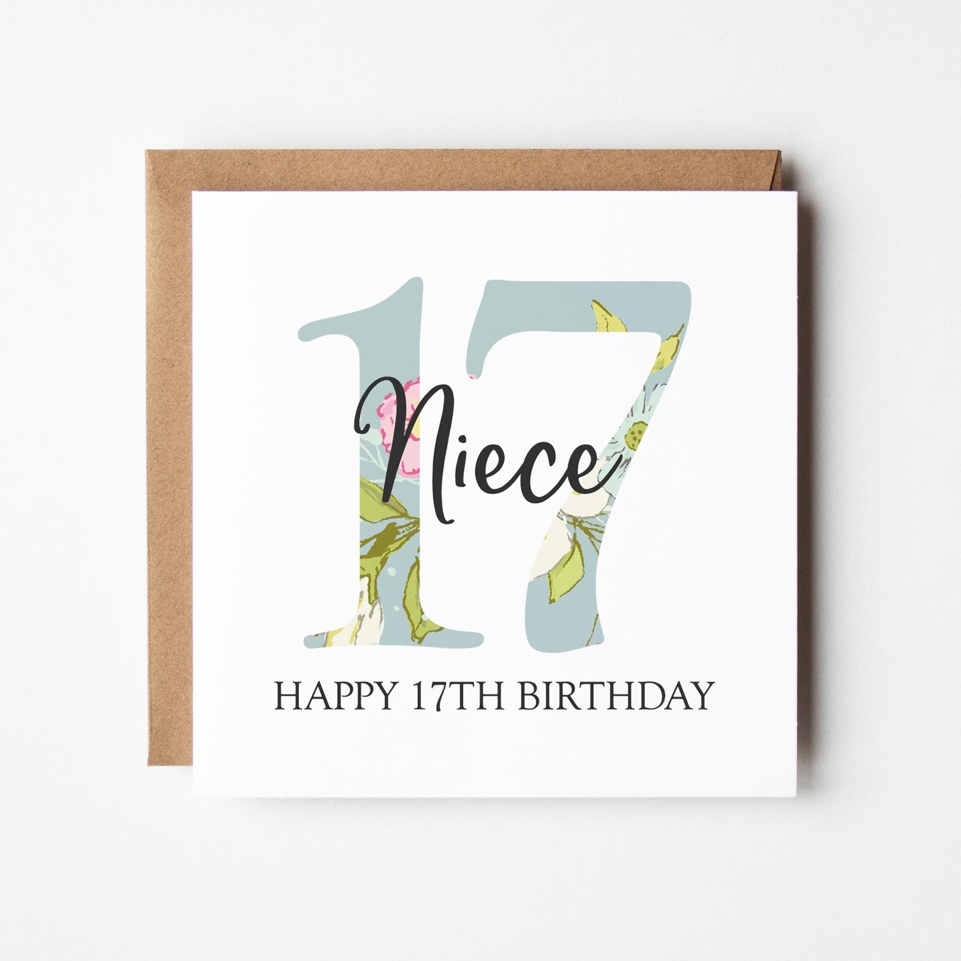 Personalised 17th Birthday Card • Birthday Number Card • Girl&#39;s Birthday Card •