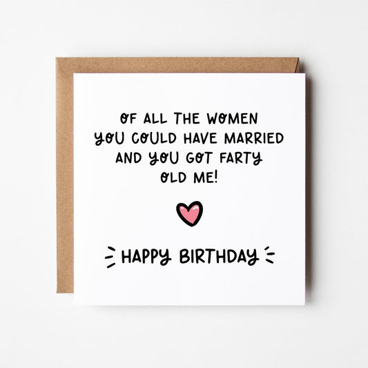 Funny Birthday Card for Husband • Farty Wife Card • Romantic Birthday Card for Husband • Husband Birthday Card •