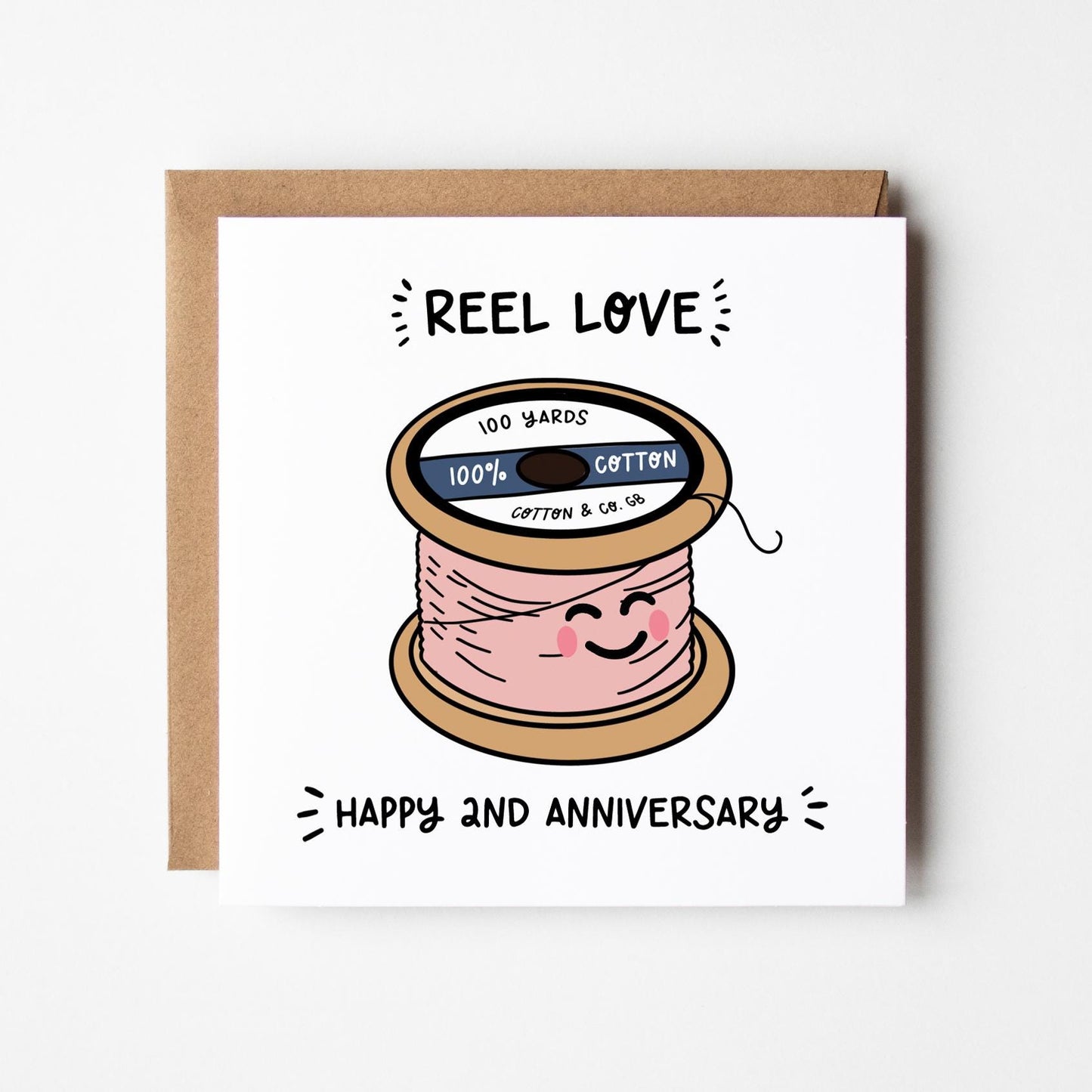 2nd Anniversary Card • Cotton Reel  • Cotton Anniversary Card • 2nd Anniversary Card • Cotton Anniversary Gift