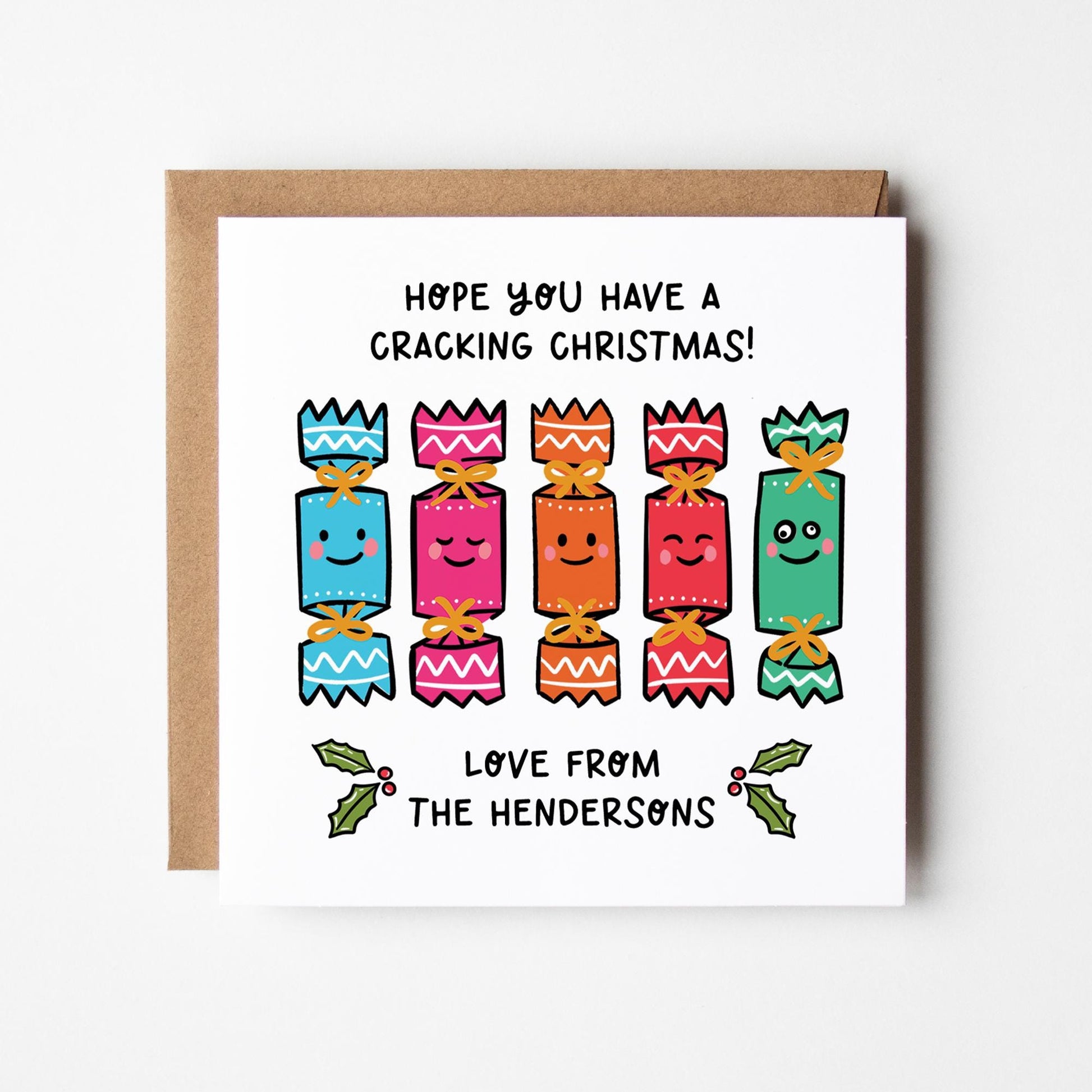 Pack of 10 Christmas Cards • Cracking Christmas Card • Christmas Crackers Personalised Christmas Cards • Multipack of Christmas Cards