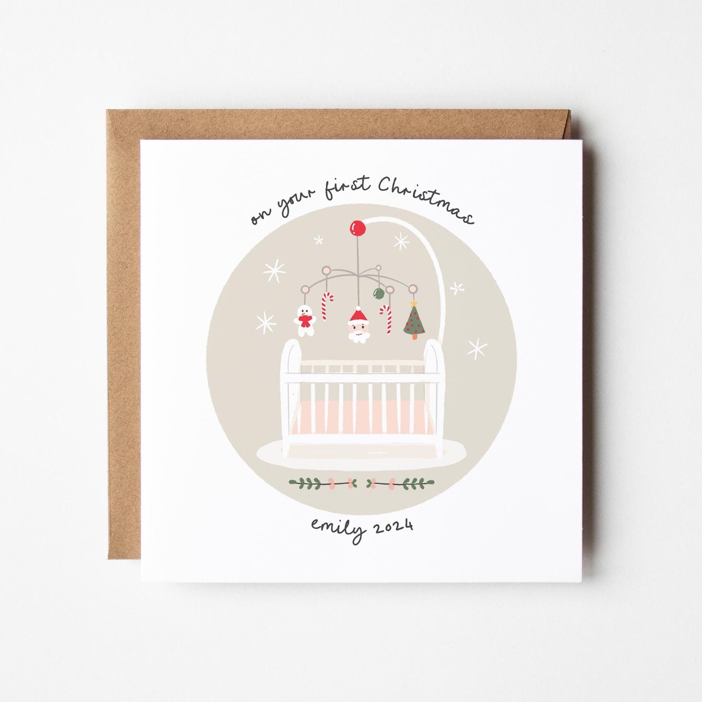 Baby&#39;s First Christmas Card • Girls 1st Christmas Card • Girls 1st Christmas Card • Personalised 1st Christmas  • First Christmas