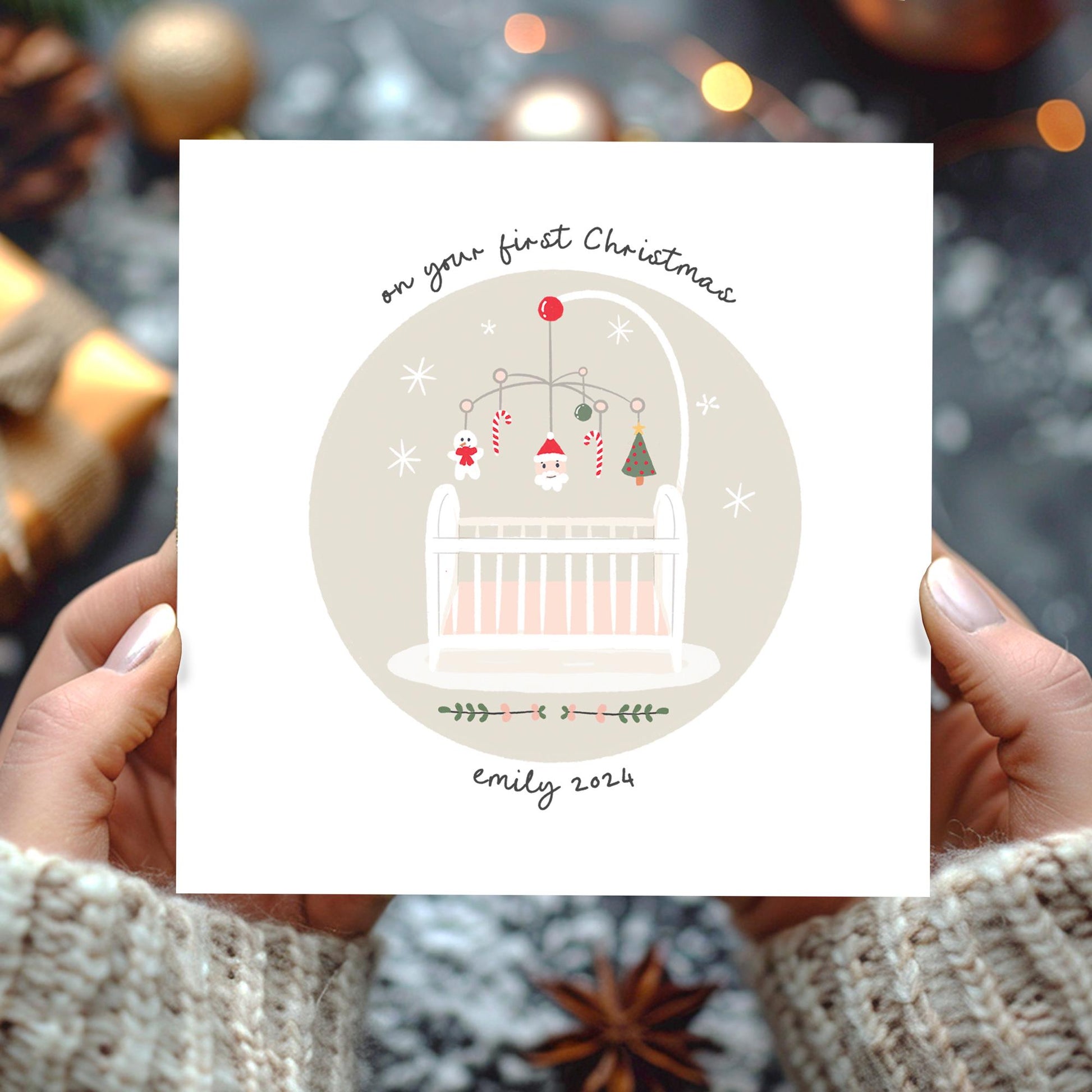 Baby&#39;s First Christmas Card • Girls 1st Christmas Card • Girls 1st Christmas Card • Personalised 1st Christmas  • First Christmas