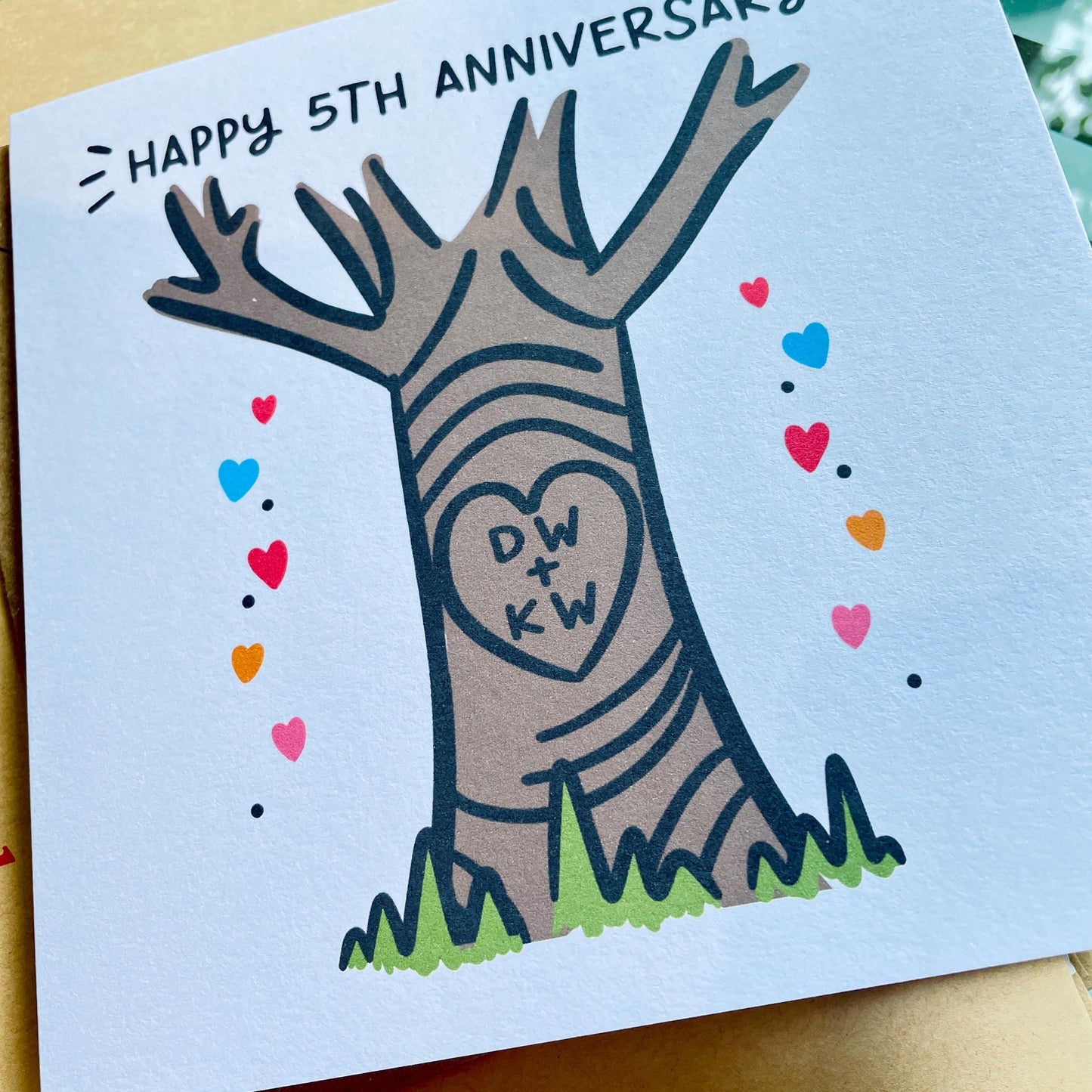 5th Anniversary Card • Personalised Happy 5th Anniversary Card • 5th Anniversary Card For Them • Wood Anniversary