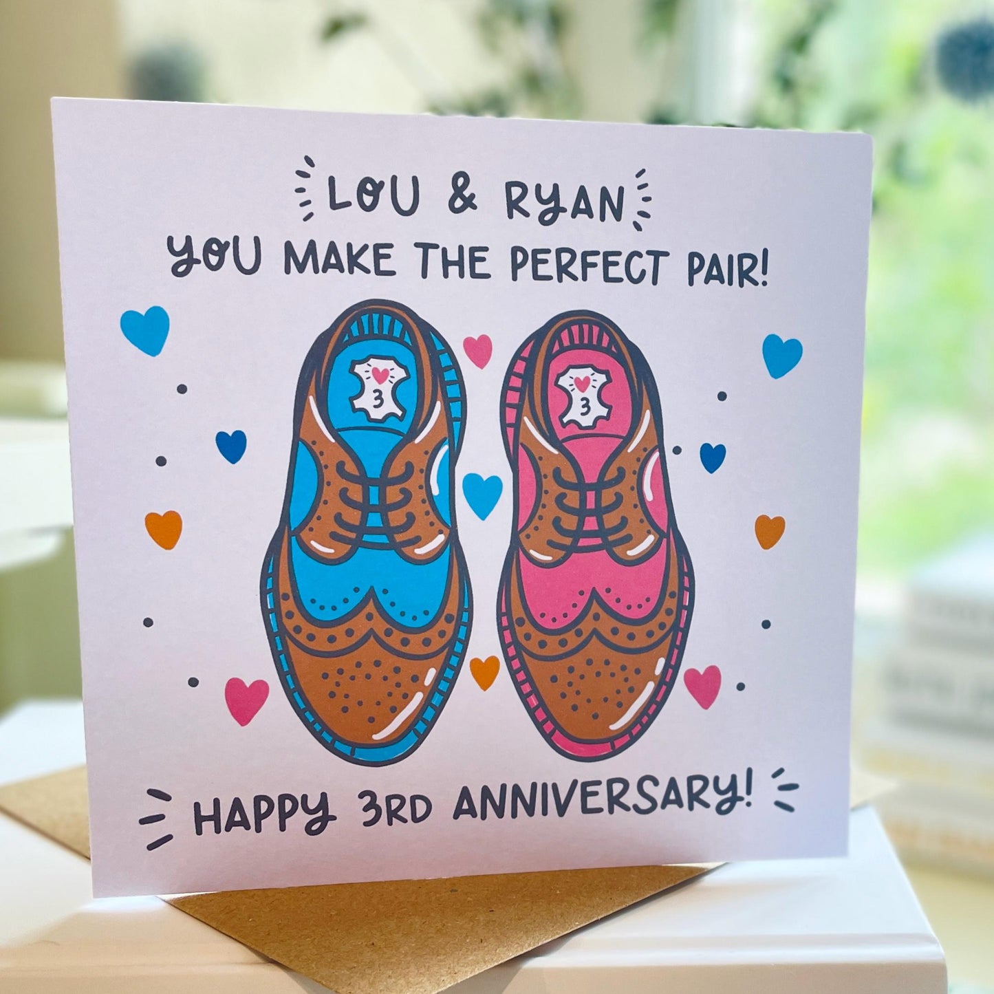 3rd Anniversary Card • Personalised Happy 3rd Anniversary Card • 3rd Anniversary Card For Them • Leather Anniversary