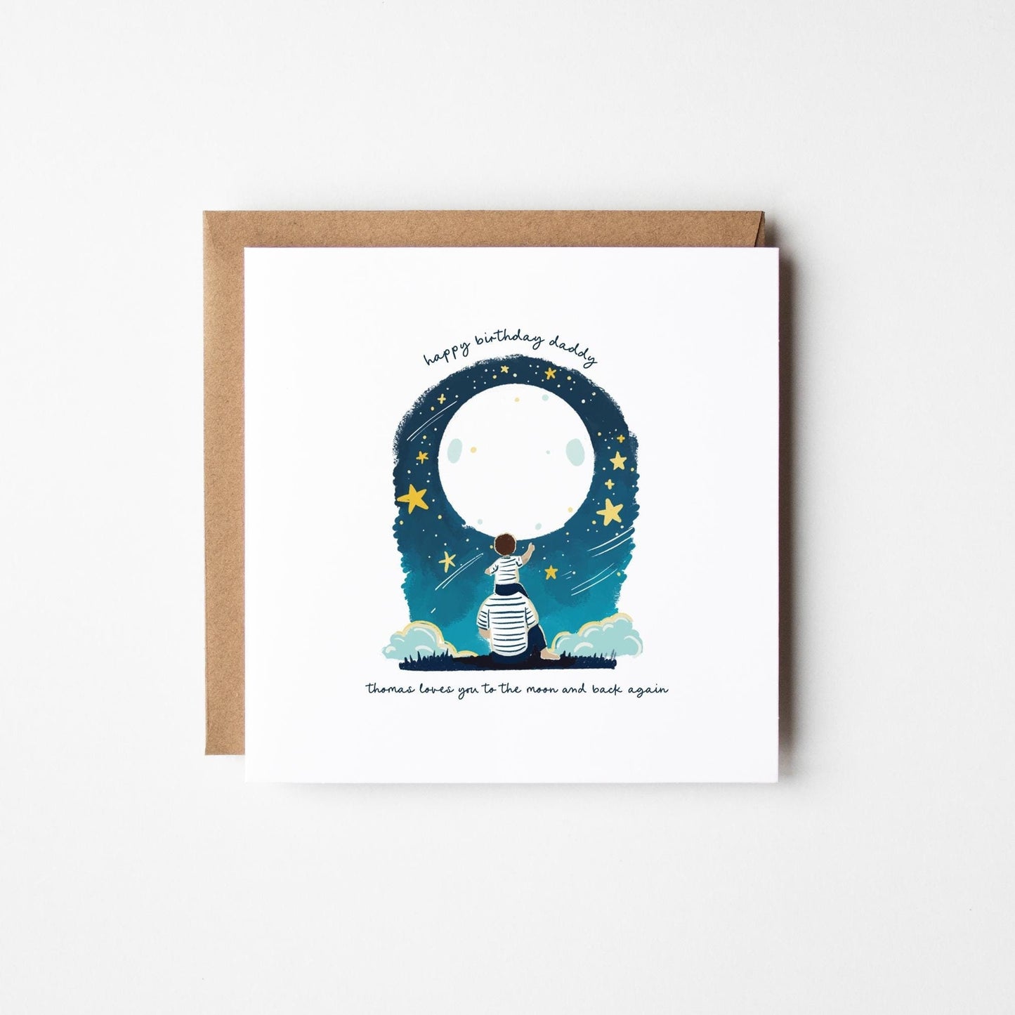 Happy Birthday Daddy Card • Love You to The Moon and Back Birthday Card For Daddy • Cute Personalised Card For Daddy •