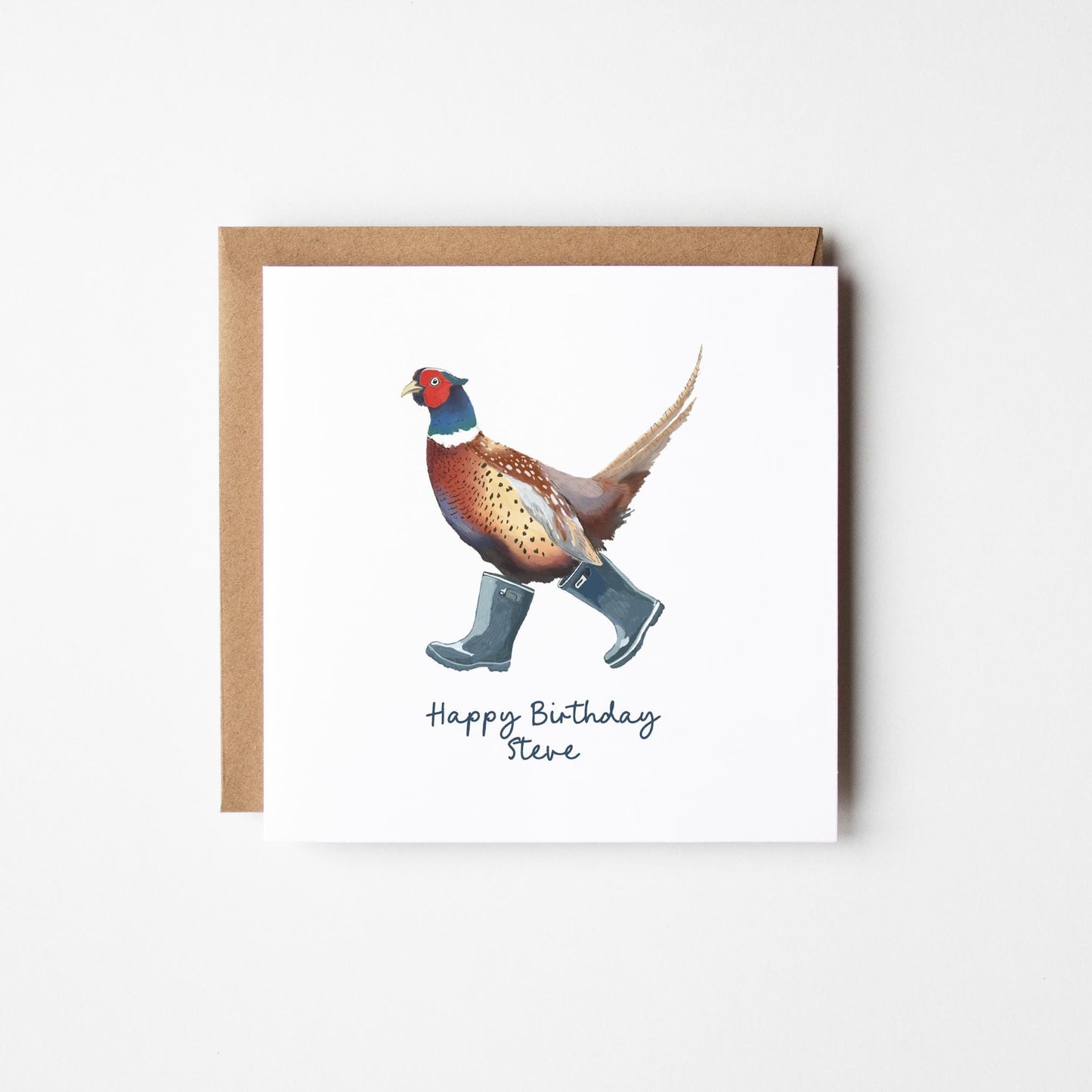 Pheasant in Wellies Birthday Card • Gamekeepers Card • Personalised Birthday Card for Dad • Birthday Card For Him • Granddad Grandfather