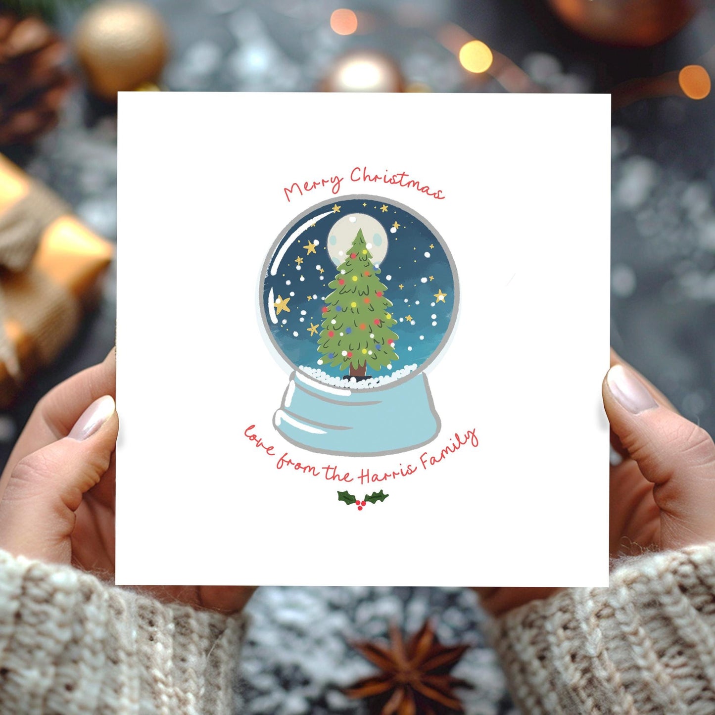 Snow Globe Christmas Cards • Christmas Tree Christmas Cards • Personalised Family Christmas Cards