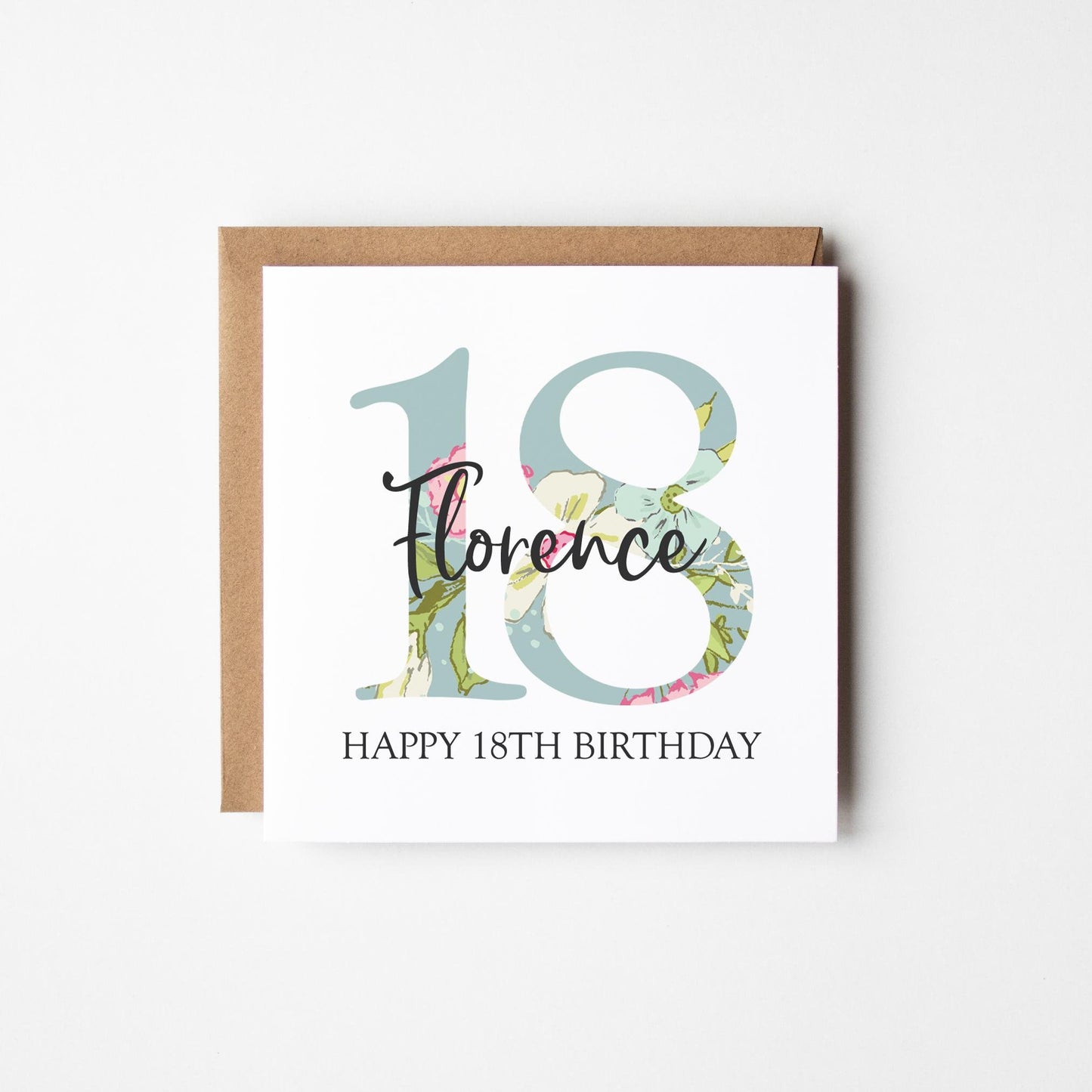 18th Birthday Card • Personalised 18th Birthday Card for Her, Daughter • Friend • Auntie • Cousin • Sister • Floral 18th Card