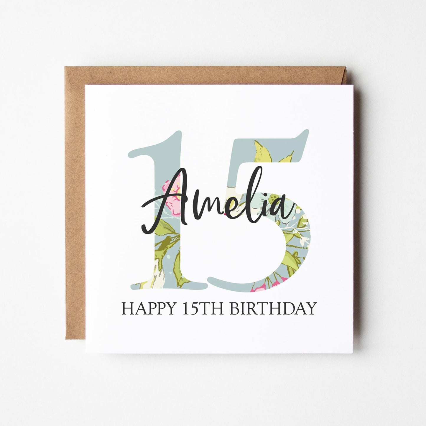 Personalised 15th Birthday Card • Birthday Number Card • Girl&#39;s Birthday Card •