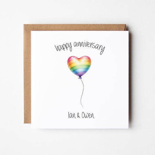 pride Rainbow Anniversary Card • Personalised Happy Anniversary Card • Anniversary Card For Them •