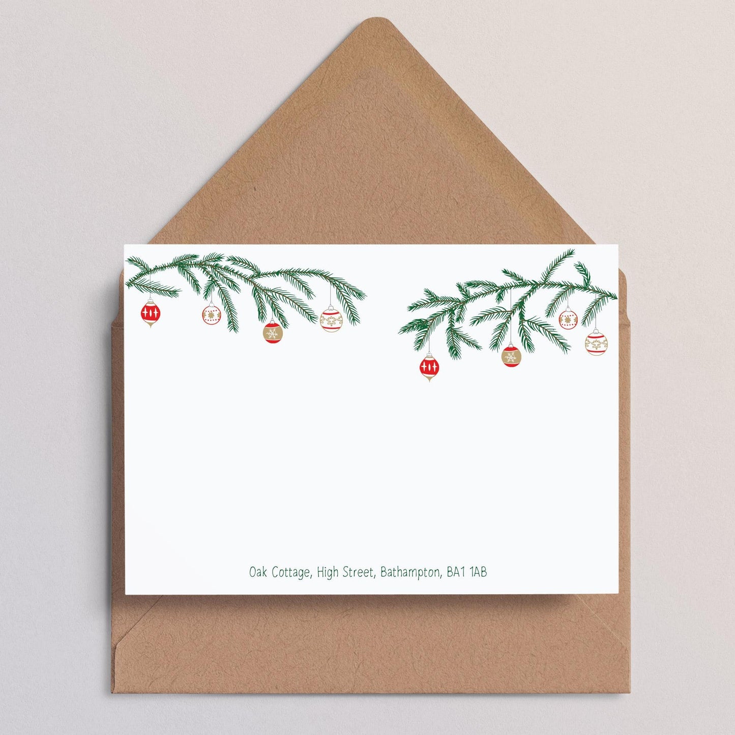 Christmas Baubles Note Cards with Envelopes • Christmas Stationery • Christmas Note Cards • Christmas Thank yous