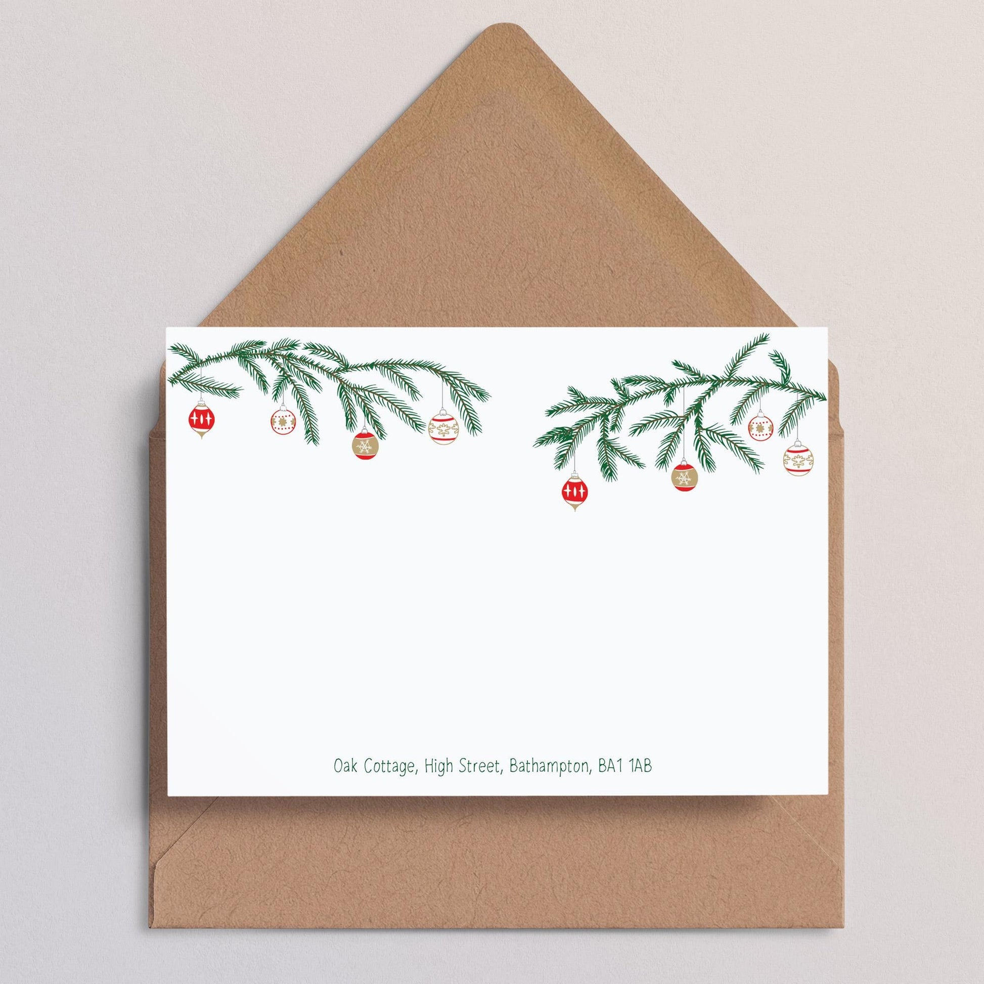 Christmas Baubles Note Cards with Envelopes • Christmas Stationery • Christmas Note Cards • Christmas Thank yous