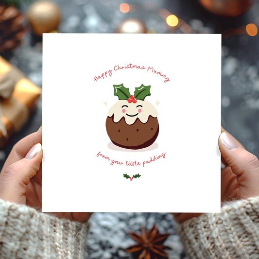 Christmas Pudding Christmas Cards • From your Little Pudding Christmas Cards • Personalised Christmas Card for Mummy