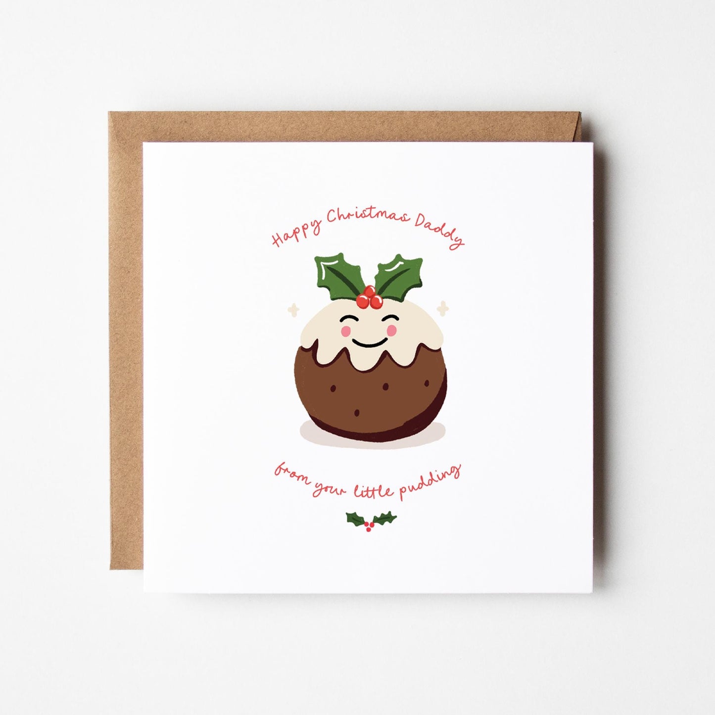 Christmas Pudding Christmas Cards • From your Little Pudding Christmas Cards • Personalised Christmas Card for Daddy