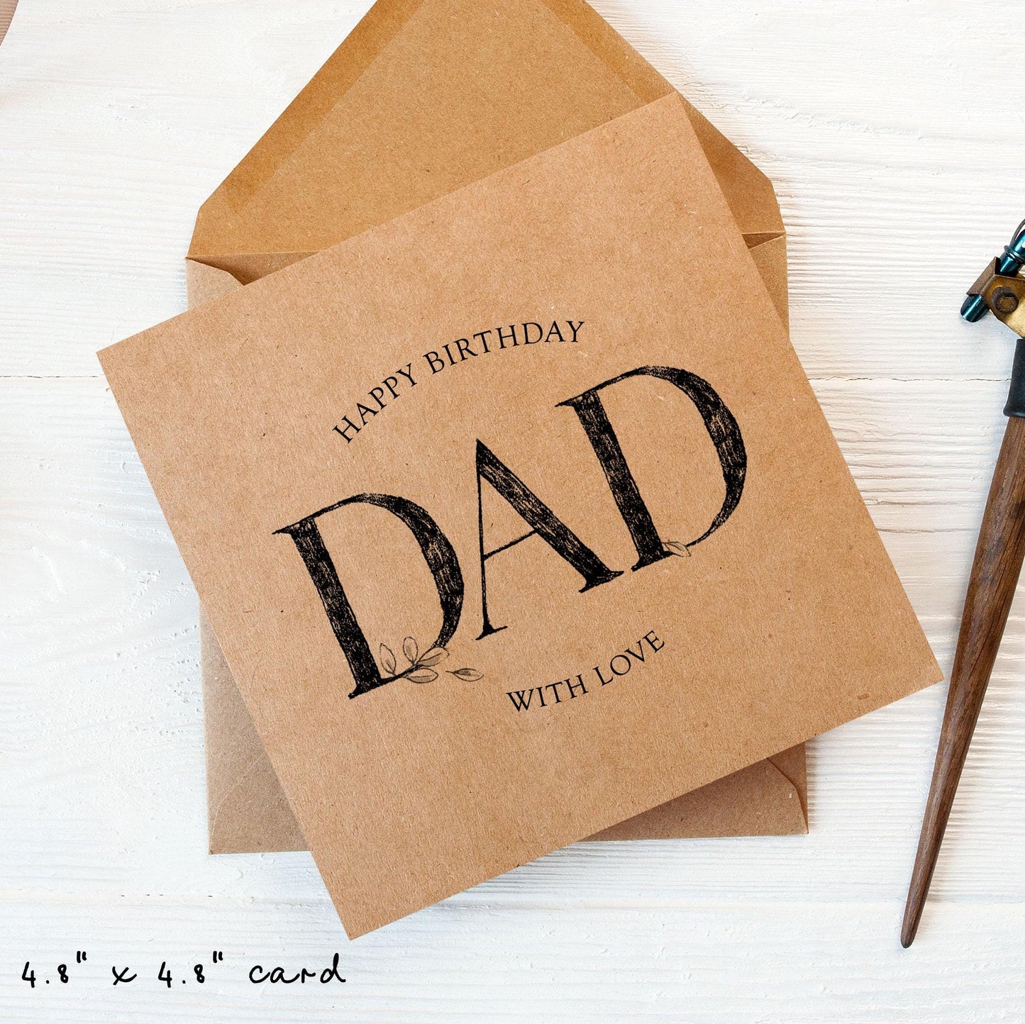 Dad Birthday Card • With Love Kraft Birthday Card For Dad • Card For Dad •