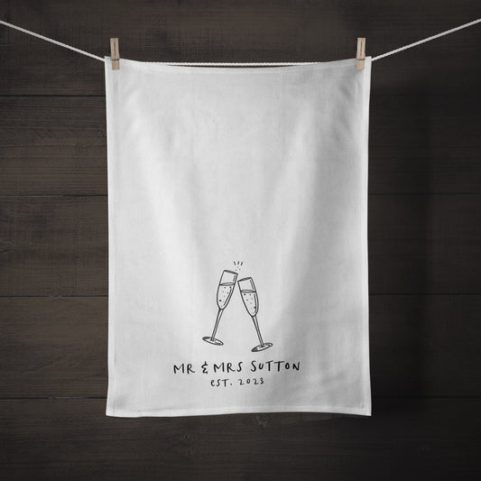 Personalised Mr & Mrs Wedding Tea Towel