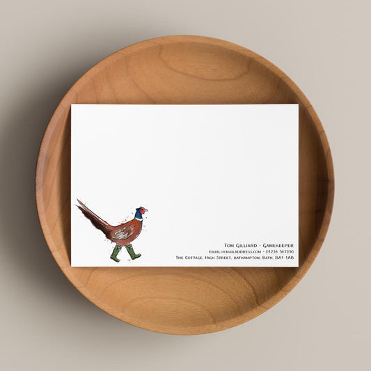 Country Pheasant in Wellies Note Cards