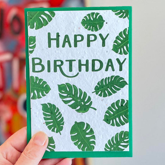 monsterra plantable seed paper birthday card