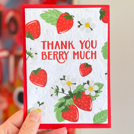 strawberry plantable seed paper thank you card