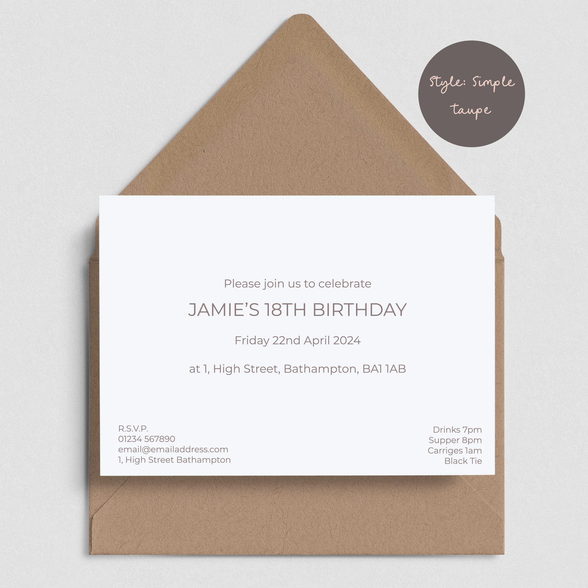 Simple formal invitations personalised invitation 