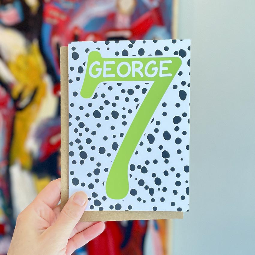 personalised birthday number card -  7 green