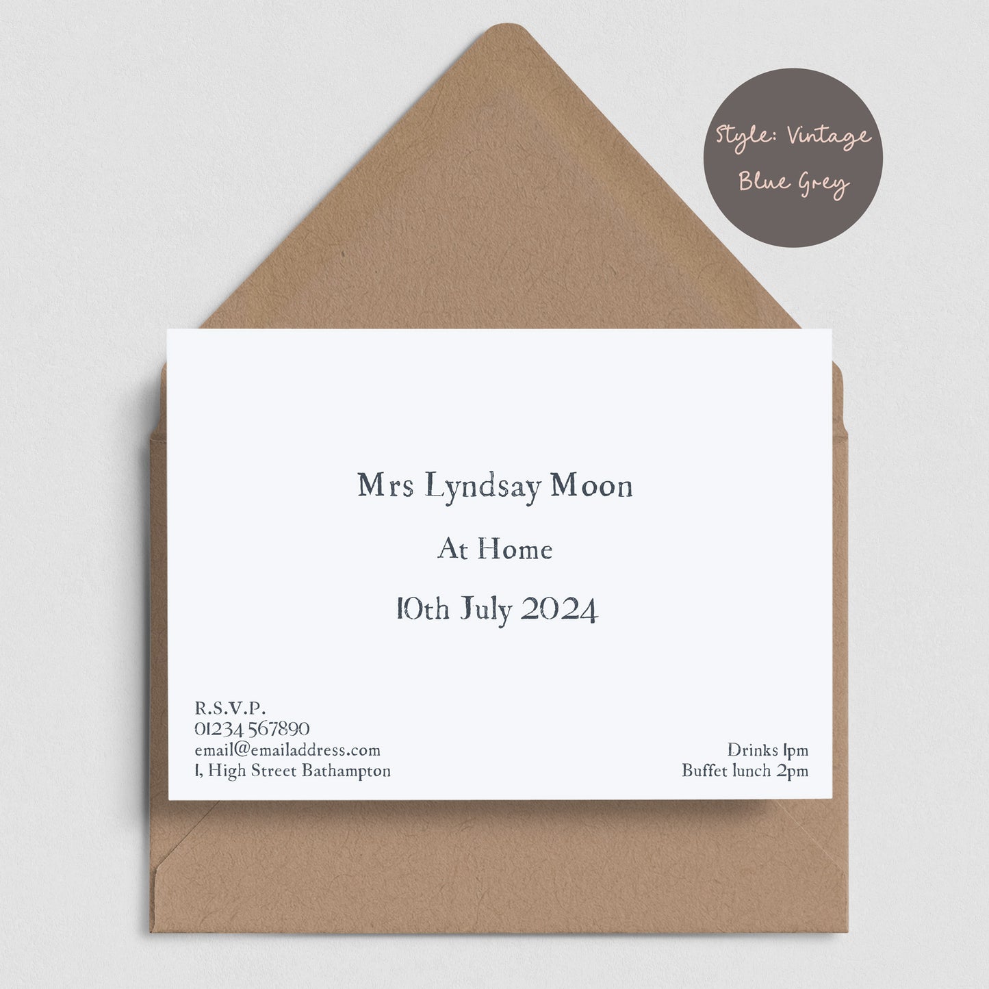 Vintage Traditional At Home Invitation card made to order