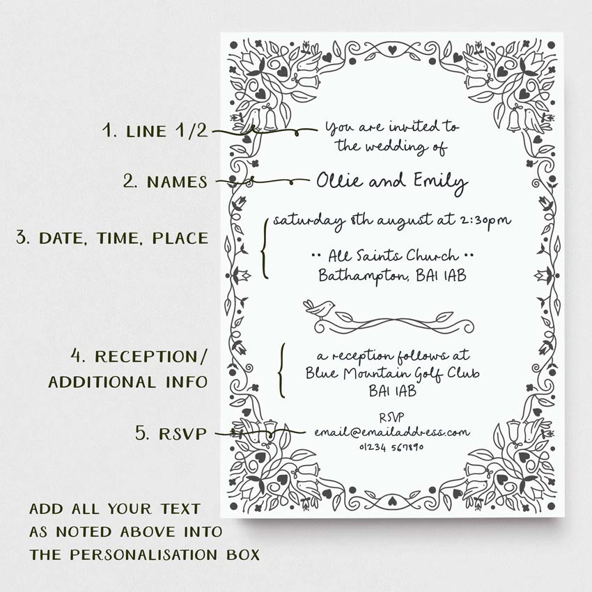 Digital Wedding Invitation - DIY Print at Home A5 PDF